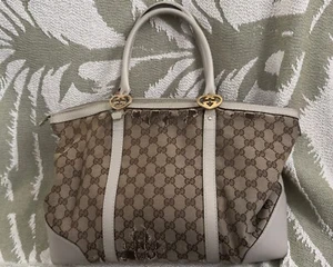 GUCCI Beige/Off White GG Canvas and Leather Small Lovely Heart Tote - Picture 1 of 24