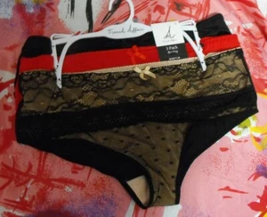 3 NEW FRENCH AFFAIR 3LF4222-A LACE TRIM MICROFIBER HIPSTER PANTIES L - Picture 1 of 2