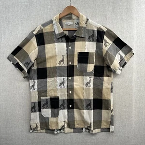 Engineered Garments Shirt Large Relaxed Gray Giraffes Short Sleeve Button Up USA - Picture 1 of 15