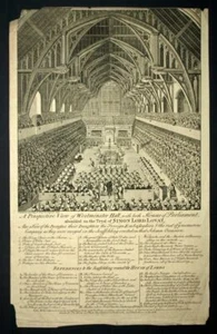 PERSPECTIVE DU HALL DE WESTMINSTER Gravure estampe originale de John Bowles 1747 - Picture 1 of 4