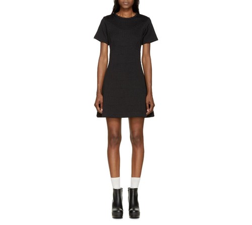 Abito classico Kenzo LBD nero jacquard aderente e svasato motivo "amore" originale $550