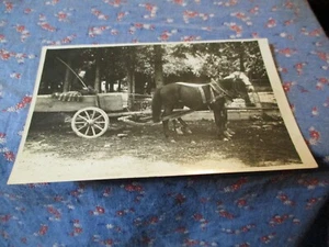Old Postcard RPPC Horses Pulling Man in Wagon Intersting - Picture 1 of 2