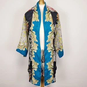 Johnny Was Silk Kimono Small UK 12 Floral Wrap Cardigan Jacket Boho Worn Once - Picture 1 of 22