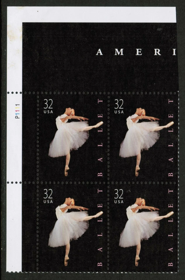 US USA Sc# 3237 MNH FVF PLATE # BLOCK Ballet Ballerina Dance - Image 1 of 1