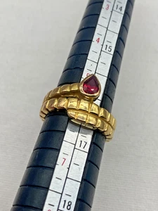 14k 14ct Yellow Gold Red Spinel Snake Ring Artisan Made 585 Solid Yellow Gold - Picture 1 of 19