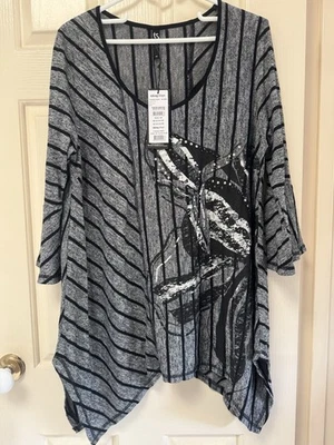 Sz XS New Taking Shape Black Grey Tunic Dress - image 1 of 4