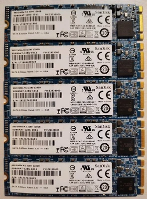 LOT OF 5 - 128GB SSD Z400s M.2 2280 - SD8SNAT-128G-1011 PN: 00GU313 FRU: 00GU312 - Image 1 of 2