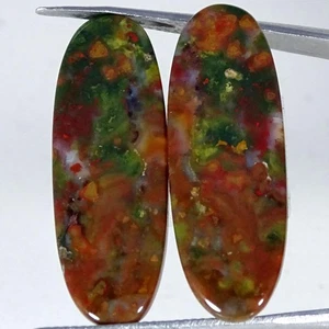 23.40Cts. 100% Natural Blood Stone Pair Oval Gemstone Cabochon 11X31X3MM - Picture 1 of 4