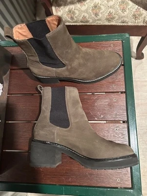 Bota de plataforma Madewell Carina gamuza verde 9,5 usada una vez original $225 Foto 1 de 4