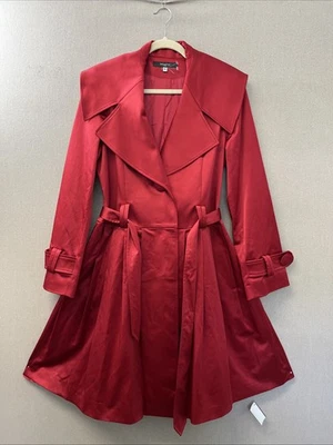 Abrigo Chaqueta Vestido Brighton Rojo Caliente Para Mujer Talla 40 Cinturón D1121314 Foto 1 de 4