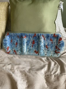 Peggy Karr Fused Art Glass Plate Cardinals In Winter Retired Rectangular Divided - Picture 1 of 6