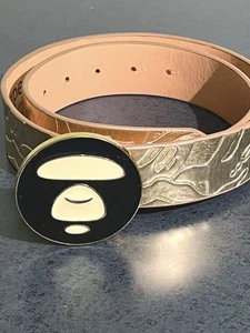 A BATHING APE BAPE Gold Belt Size Small 1.6in 38.6in Authentic NEW Unused Japan - Picture 1 of 12