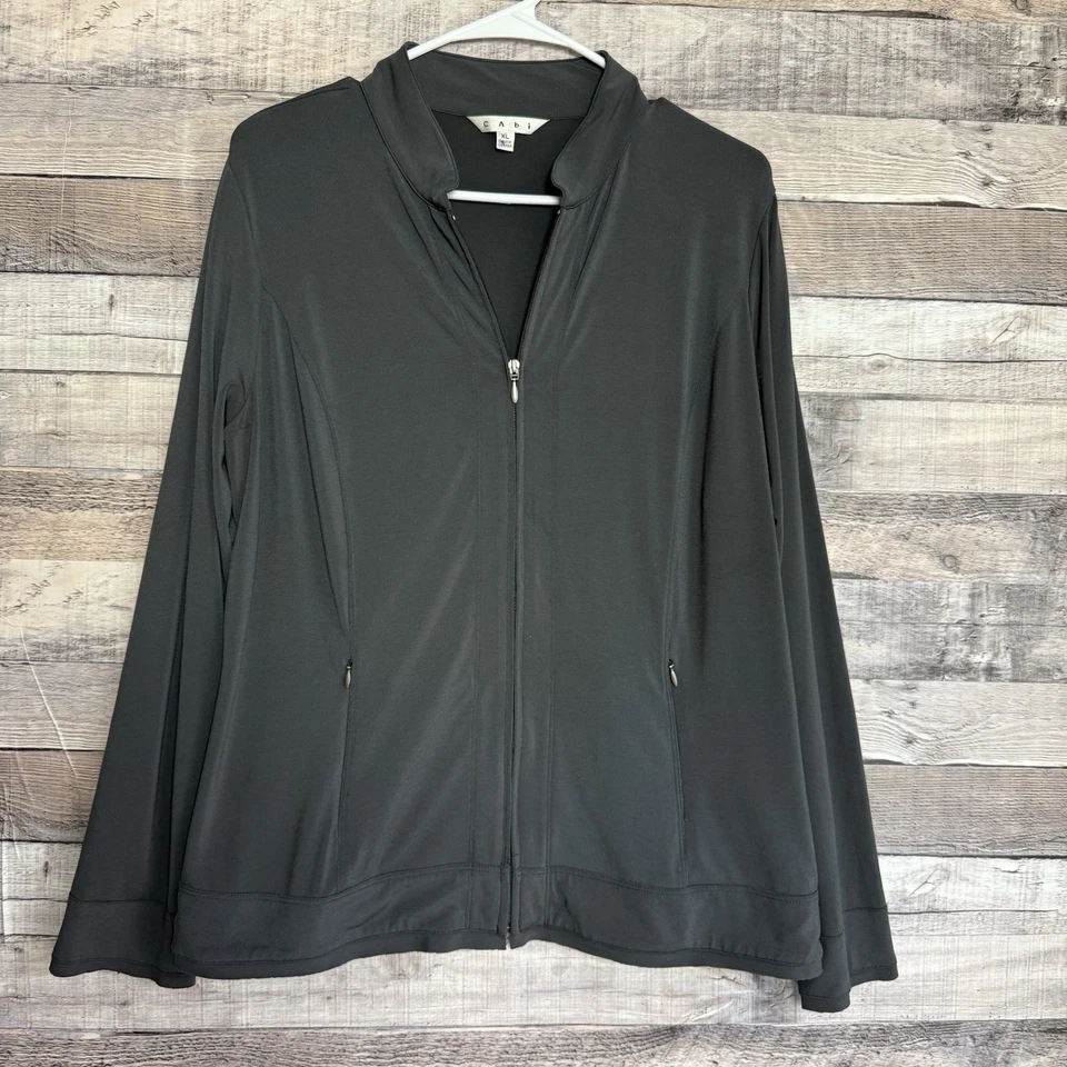Chaqueta deportiva CAbi Tech para mujer XL cremallera frontal gris bolsillos elásticos #406 Foto 1 de 4