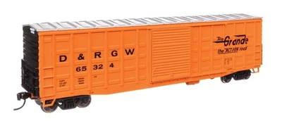 Walthers Mainline HO 46712 Rio Grande D&RGW 50' Waffle Side Boxcar Freight Car - Image 1 of 4