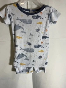 Milkberry 2 Piece Bamboo Shorts Pajamas PJs 18 Months Sensitive Skin Whales - Picture 1 of 6