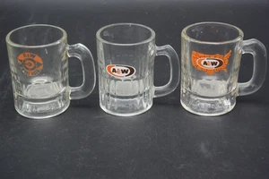 3 Vintage A&W Root Beer Mini Baby Becher Oval Logo AW Original Authentisch 3,5" Hoch - Bild 1 von 5