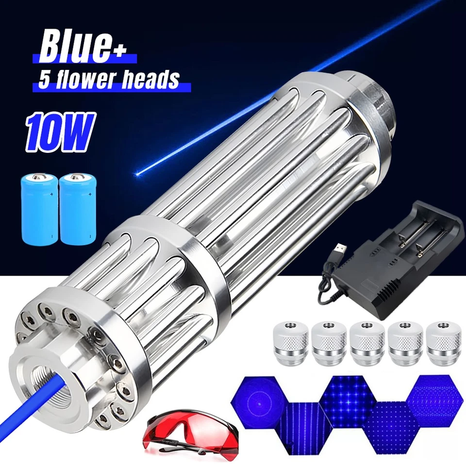 10W Blue Burning Laser Pointer 450-n-m Adjustable Visible Beam Dot Light - Image 1 of 4