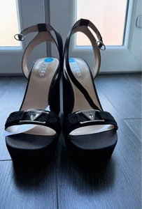 GUESS Women's Black Platform Block High Heels Size 8 Brand New With Tags Shoes - Picture 1 of 6