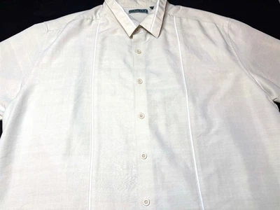 Camisa Cubavera Para Hombres Salón Botón Frontal Manga Corta Crema Rayón Poli 2XL XXL Foto 1 de 4