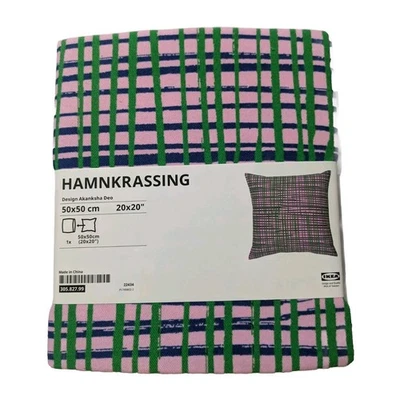 Ikea HAMNKRASSING Cushion cover Pink/Blue Green Check 50x50 cm Zipper - Image 1 of 3