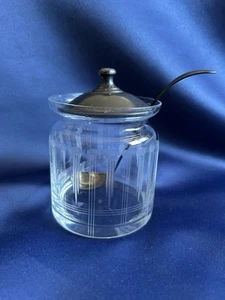 ANTIQUE 1876-1900 MARK CONDIMENT SERVING JAR W/ GORHAM STERLING TOP AND SPOON - Picture 1 of 10