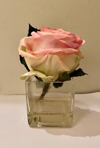 6.7 in Silk Pink Rose Artificial Floral in Acrylic Water Home Accessory Gift