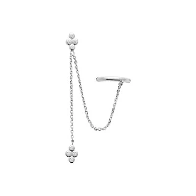 Boucle d'oreille en Argent 925/000 et Zirconium - Puce et Bague - Chaine - Photo 1/4