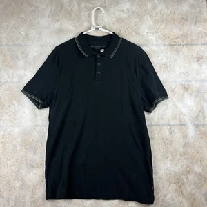 John Varvatos Men's Polo Shirt Black Green Trim Short Sleeve Size Large - Picture 1 of 11