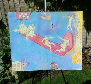 Original Gabrielle Rifkind Metamorphosis Eden 1988 mixed media wall art signed - Picture 1 of 6