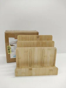 Relaxdays Ladestation Bambus, Ladestationhalter, 3 Ablagen - 23 x 25,5 x 13,5 cm - Zdjęcie 1 z 6