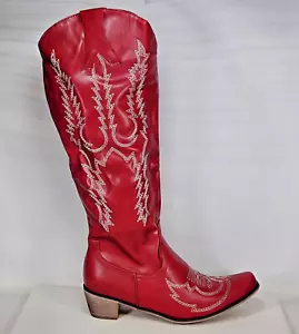 Size 11 - Yolkomo Western Cowgirl Boots - Red - Knee High - Picture 1 of 8