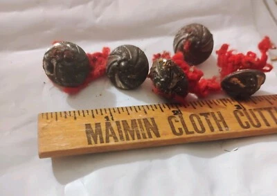 Vintage Buttons Lot 5 Gold Tone 5/8" Art Deco Shank  Dome Clothes Craft  - Image 1 of 3