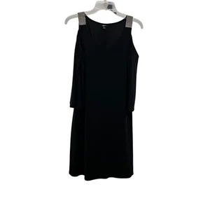 MSK Women's Cold Shoulder Shift Dress Black Rhinestone Accent Size Large - Picture 1 of 9