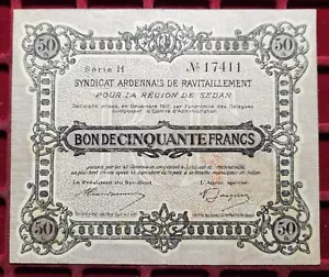 #70-36 ~ Billet / Banknote Nécessité - SEDAN - Bon de 50 Francs - SUP - Foto 1 di 2