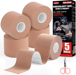 5 Roll Kinesiology Tape Athletic Muscle Support Sport Elastic Physio Therapeutic - Picture 1 of 14