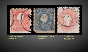 1858-62 AUSTRIA LOMBARDI-VENETIA LOT USED SCT.10 12 13 MI.9II 11II 12 S.30,32,33 - Picture 1 of 1