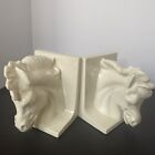 Vintage MCM White Horse Heads Bookends Set of 2 Beautiful No Chips No Cracks