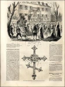 Eine Seite/Gravuren von 1856: BRETAGNE: Ein Fest im SCHLOSS von LEZARDEAU; ... - Bild 1 von 1