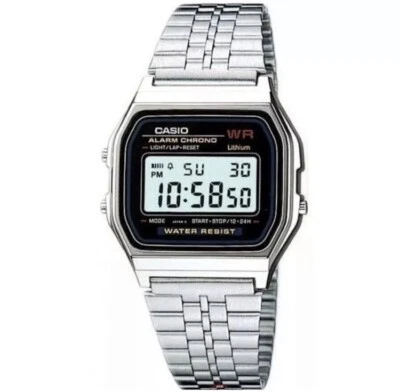 Nuevo Reloj Casio A159W Digital Clásico Retro Acero Inoxidable Plateado VENDEDOR DEL REINO UNIDO Foto 1 de 2
