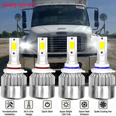 Headlight Kit For Freightliner M2 100 106 112 2002-2017 9005 9006 LED Hi/Lo Bulb — 第 1/4 张图片