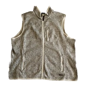 Smith's Workwear Men's Size 2XL, Full Zip Sweater Vest, Fleece Lined Beige - Picture 1 of 6