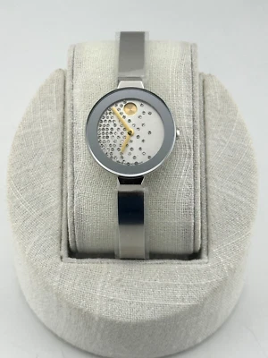 Movado Bold Silver-Toned Spray Dial Steel Bangle Watch 3601160 Brand New In Box - Image 1 of 4