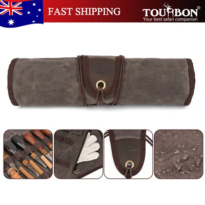 TOURBON Roll up Carving Tools Organizer with Zipper Pouch Canvas Holder Gift AU - Image 1 of 4