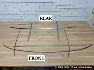 DATSUN B110 B120 1200 Sunny Cromo Parabrisas Moldura Delantero y Trasero Genuino Usado Foto 1 de 4