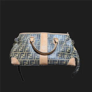 Vintage Fendi SAS Zucca Logo Leder Handtasche mit Lederbesatz - Bild 1 von 16