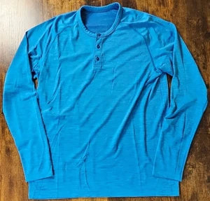 Lululemon Mens Quarter Button Up Long Sleeve Pullover Blue Heathered Size Large - Picture 1 of 9