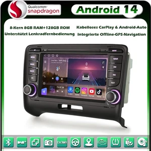 Radio Coche Android 14 Qualcomm 128GB 8 Núcleos CarPlay para AUDI TT MK2 BT DAB+ Wifi - Imagen 1 de 18