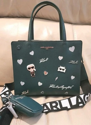 Bolso Bandolera Karl Lagerfeld Paris Maybelle Tachonado con Bolsa VERDE OSCURO Foto 1 de 4