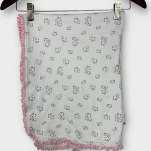 Carter's Just One You Pink White Stripe Kitty Cat Blanket Swaddle Receiving - Picture 1 of 5