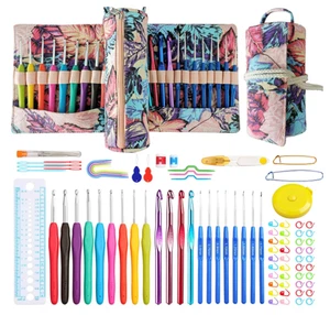 Crochet Hook Set, Colourful Ergonomic Knitting Needles Kit with Storage Bag - Picture 1 of 11